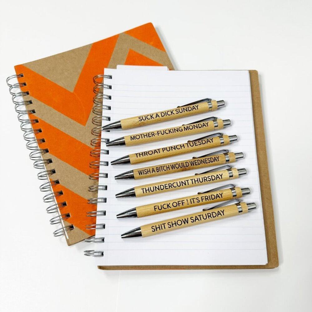 2/$30 New Sweary Wooden Pen Set - Curse Words Stationery